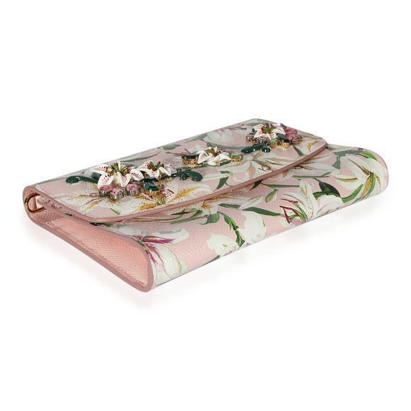 Dolce & Gabbana Pink Floral Print Coated Canvas Embellished Clutch - Picture 7 of 7